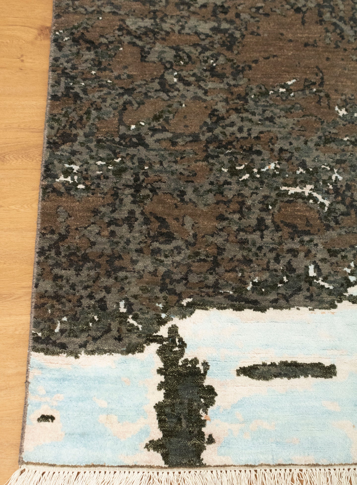 8x10 High Quality Green Grey Abstract Painting Rug for Bedroom | Shritija Rugs | Abstract Rugs Online